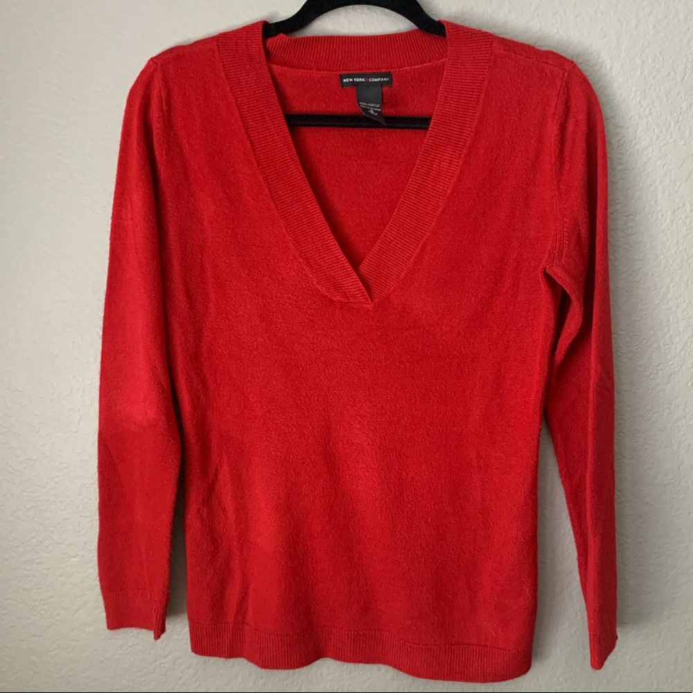 NY&Co Red Plunge Sweater